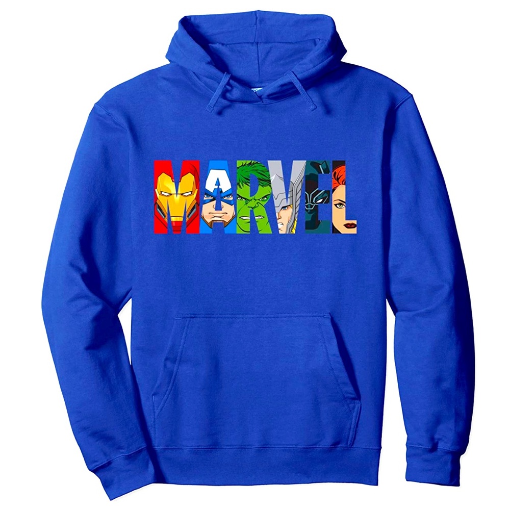 New MARVEL Avengers Unisex Royal Blue Drawstring Hoodie